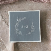 Mindestleaf | Blaue und weiße Monogramm Hochzeit Serviette