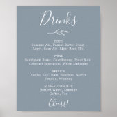Mindestleaf | Blue and White Wedding Drinks Menu Poster (Vorne)