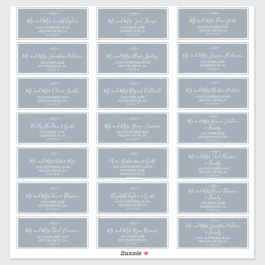 Mindestleaf | Blue Wedding Guest Address Labels (Blatt)