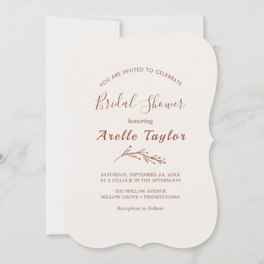 Mindestleaf | Boho Cream Bridal Dusche Einladung (Vorderseite)