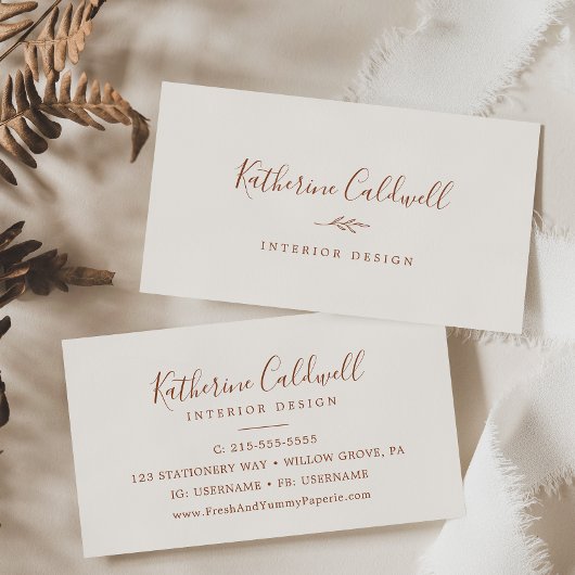 Mindestleaf | Boho Cream Business Card Visitenkarte