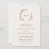 Mindestleaf | Boho Cream Formal Monogram Wedding Einladung (Vorderseite)