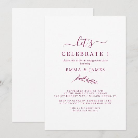 Mindestleaf | Boho Cream Let's Celebrate Einladung (Vorne/Hinten)