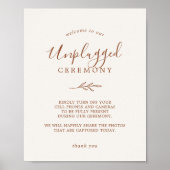 Mindestleaf | Boho Cream Unplugony Zeremony Sign Poster (Vorne)