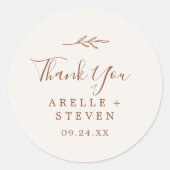 Mindestleaf | Boho Cream Vielen Dank für Ihr Inter Runder Aufkleber (Vorderseite)