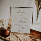 Mindestleaf | Boho Cream Wedding Drinks Menu Poster