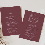 Mindestleaf | Burgund auf einer Hochzeit Einladung<br><div class="desc">Dieses minimale Blatt Bordeaux in einer Einladung ist perfekt für eine Hochzeit. Das böhmische Design besticht durch eine schlichte grüne Silhouette in dunkelroter Weinfarbe mit klassisch minimalistischem Boho-Stil. Personalisieren Sie mit den ersten Initialen des Paares. Rett Papier, indem man die Details auf der Rückseite der Hochzeitseinladung statt auf einer separaten...</div>