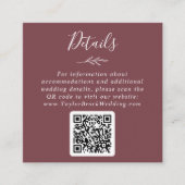 Mindestleaf | Burgund QR Code Hochzeitdetails Begleitkarte (Vorderseite)