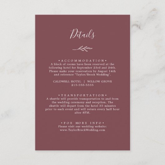 Mindestleaf | Burgundy Details Begleitkarte (Vorderseite)