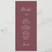 Mindestleaf | Burgundy Dinner and Drinks Menu Menükarte (Rückseite)