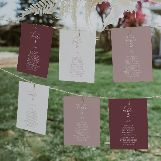 Mindestleaf | Burgundy Hanging Seating Chart Card 