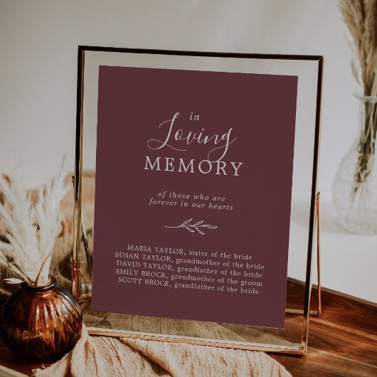 Mindestleaf | Burgundy in Love Memory Memorial Poster