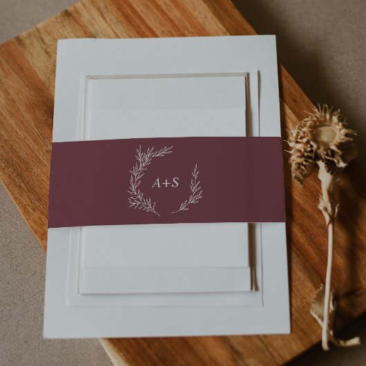 Mindestleaf | Burgundy Monogram Wedding Einladungsbanderole