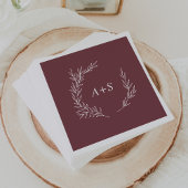 Mindestleaf | Burgundy Monogram Wedding Napkins Serviette