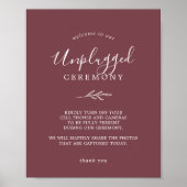 Mindestleaf | Burgundy Unplugged Zeremony Sign Poster (Vorne)