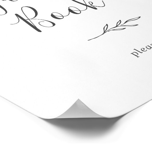 Mindestleaf | Dark Gray Guest Book Sign Poster (Ecke)