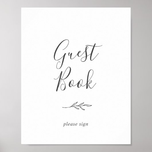 Mindestleaf | Dark Gray Guest Book Sign Poster (Vorne)