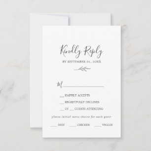 Mindestleaf   Dark Gray Menu Choice RSVP Card Karte