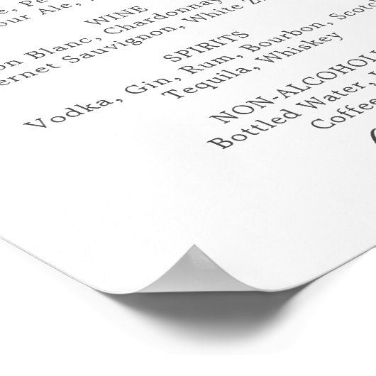 Mindestleaf | Dark Gray Wedding Drinks Menu Sign Poster (Ecke)