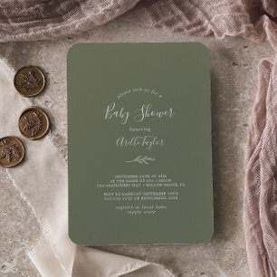 Mindestleaf Dark Green Baby Dusche Einladung
