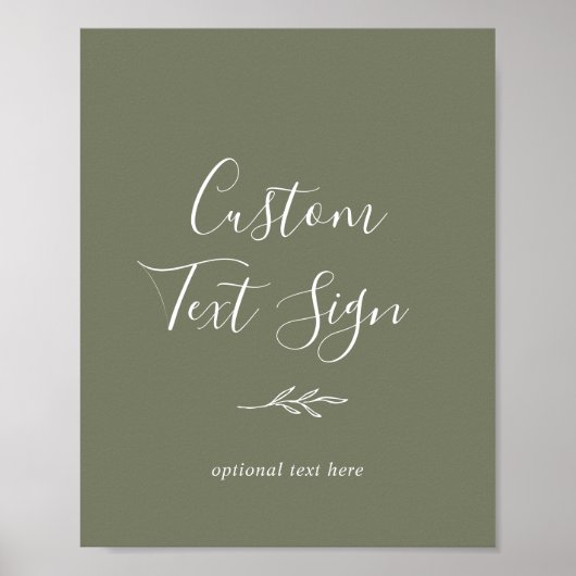 Mindestleaf | Dark Green Custom Text Sign Poster (Vorne)