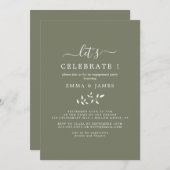 Mindestleaf | Dark Green "Let's Celebrate" Einladung (Vorne/Hinten)