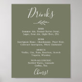 Mindestleaf | Dark Green Wedding Drinks Menu Poster (Vorne)