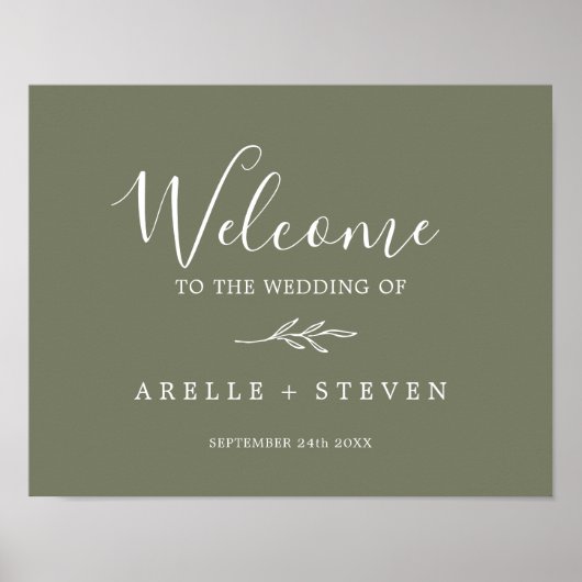Mindestleaf | Dark Green Wedding Welcome Poster (Vorne)