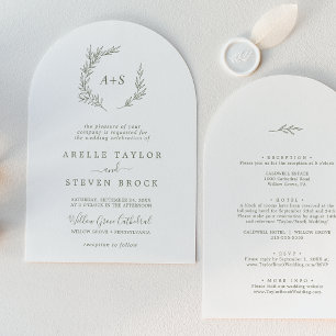 Mindestleaf   Der grüne Olive Arch auf einer Hochz Einladung