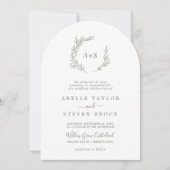 Mindestleaf | Der grüne Olive Arch auf einer Hochz Einladung (Vorderseite)