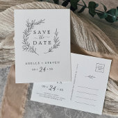 Mindestleaf | Dunkelgrau Save the Date Einladungspostkarte