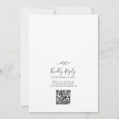 Mindestleaf | Dunkelgraue Monogram QR Code Wedding Einladung (Rückseite)