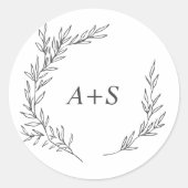 Mindestleaf | Dunkelgraue Monogramm-Umschlag Aufkl Runder Aufkleber (Vorderseite)