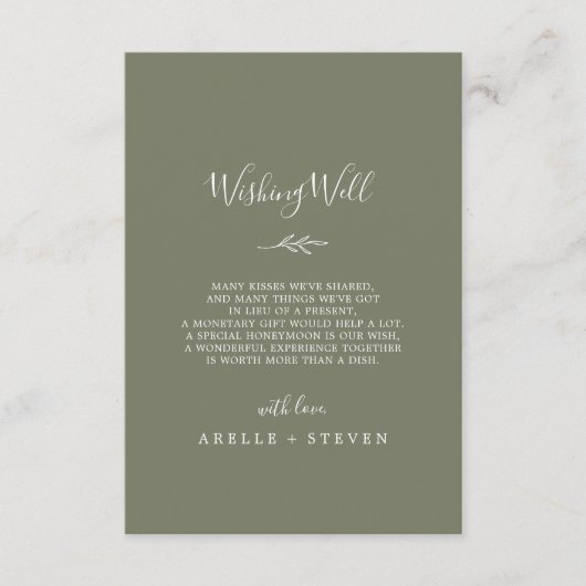 Mindestleaf | Dunkelgrüne Hochzeit wünschend gut Begleitkarte (Vorderseite)