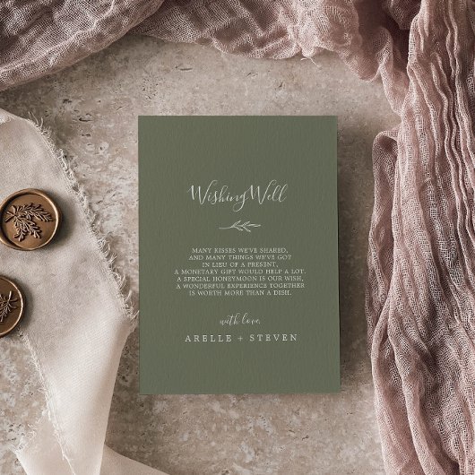 Mindestleaf | Dunkelgrüne Hochzeit wünschend gut Begleitkarte