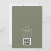 Mindestleaf | Dunkelgrüne Monogram QR Code Wedding Einladung (Rückseite)