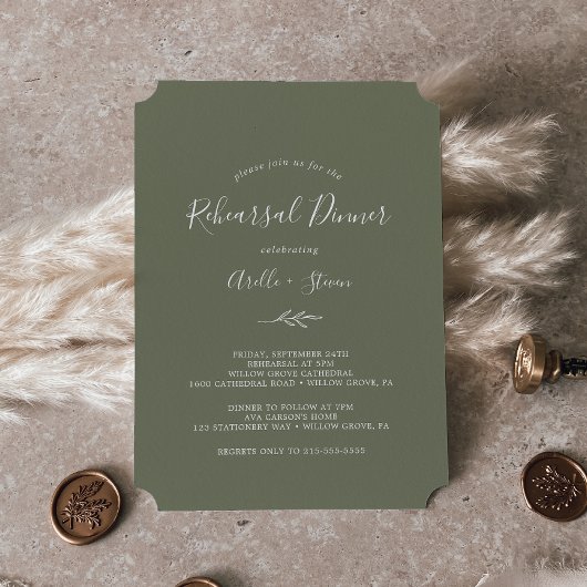 Mindestleaf | Dunkelgrüne Probe Abendessen Einladung