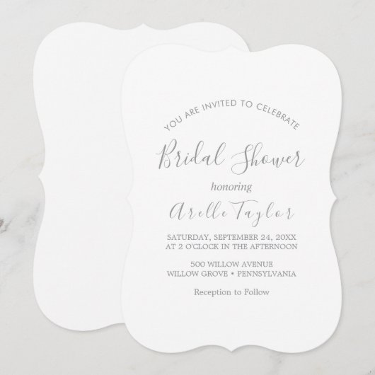 Mindestleaf | Dusty Blue Bridal Dusche Einladung (Vorne/Hinten)