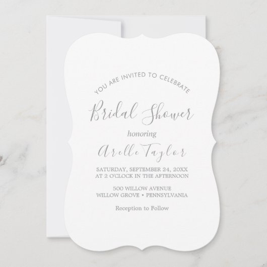 Mindestleaf | Dusty Blue Bridal Dusche Einladung (Vorderseite)