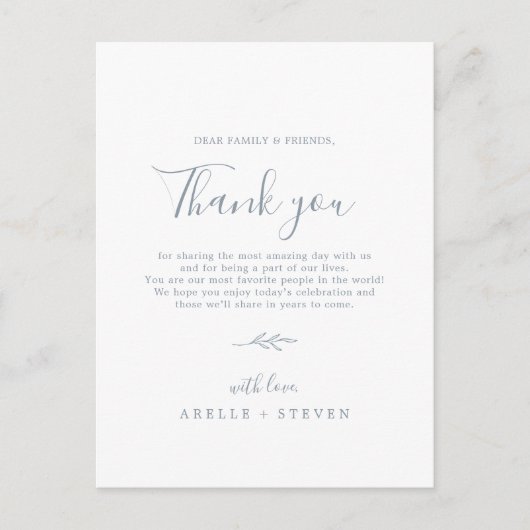 Mindestleaf | Dusty Blue Danke Empfang Card Postkarte (Vorderseite)