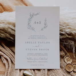 Mindestleaf | Dusty Blue Formal Monogram Wedding Einladung