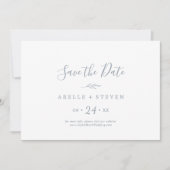 Mindestleaf | Dusty Blue Horizontal Save The Date (Vorderseite)