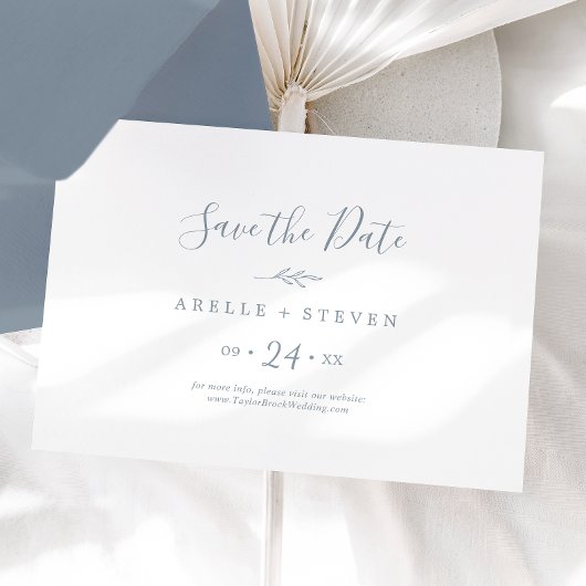 Mindestleaf | Dusty Blue Horizontal Save The Date