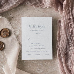 Mindestleaf   Dusty Blue Menu Choice RSVP Card