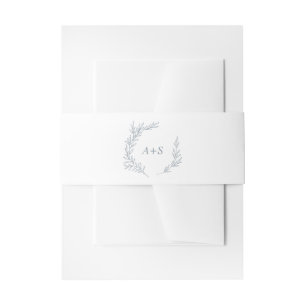 Mindestleaf Dusty Blue Monogram Wedding Einladungsbanderole