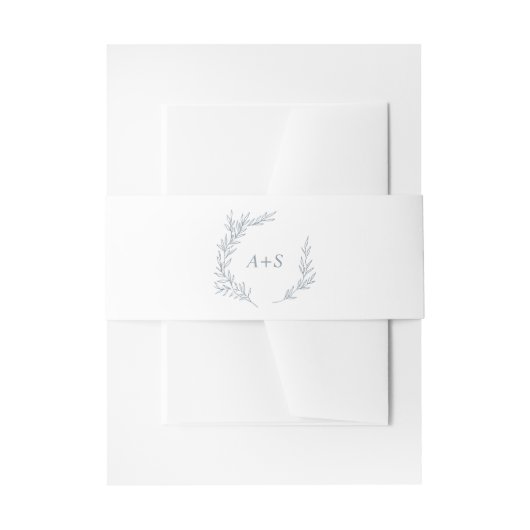 Mindestleaf | Dusty Blue Monogram Wedding Einladungsbanderole (Vorderseite Beispiel)