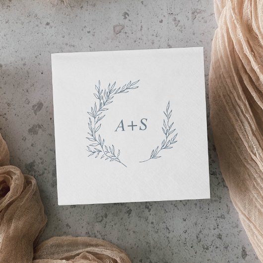 Mindestleaf | Dusty Blue Monogram Wedding Serviette