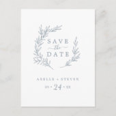 Mindestleaf | Dusty Blue Save the Date Einladungspostkarte (Vorderseite)