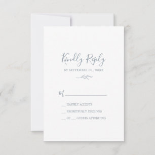 Mindestleaf   Dusty Blue Simple RSVP Card Karte