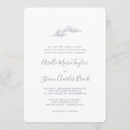 Mindestleaf | Dusty Blue Traditional Wedding Einladung